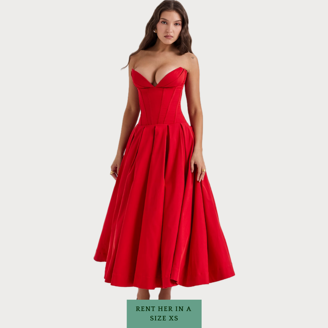 Lady Midi Dress in Scarlet Red