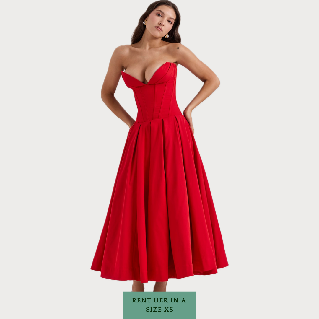 Lady Midi Dress in Scarlet Red