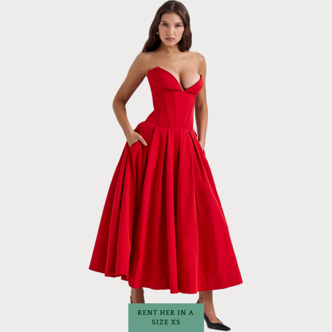 Lady Midi Dress in Scarlet Red