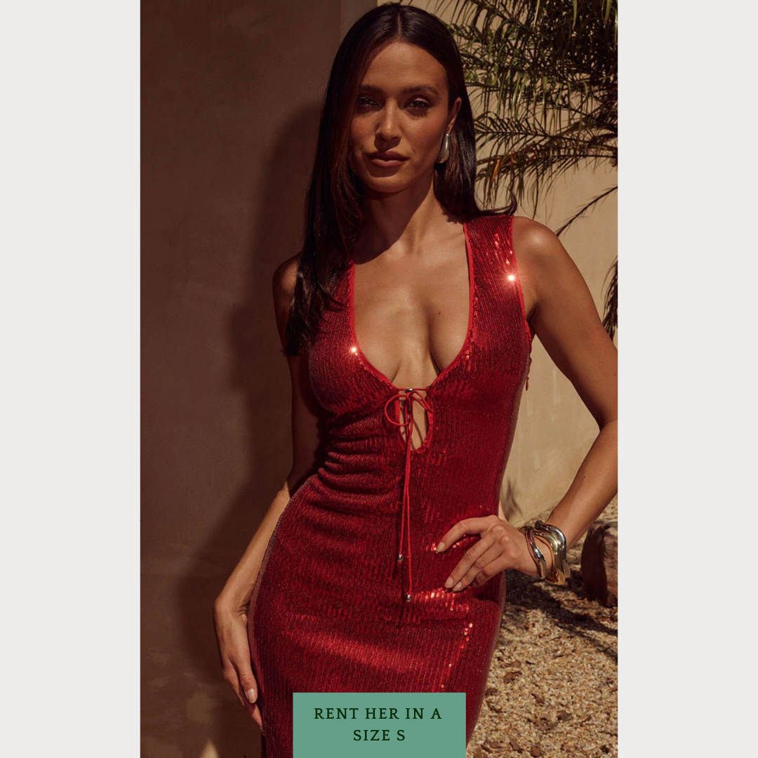Blaise Maxi Dress in Red Sequin