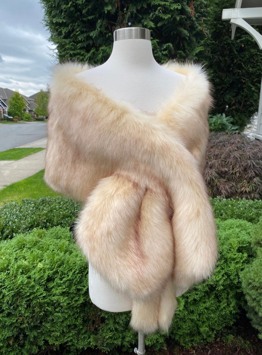 Faux Fur Shrug in Champagne