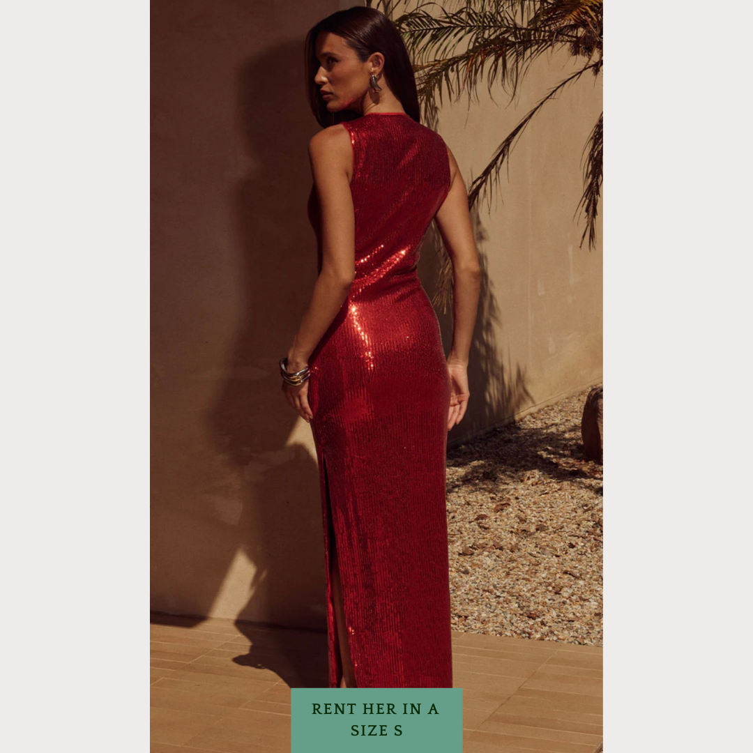 Blaise Maxi Dress in Red Sequin