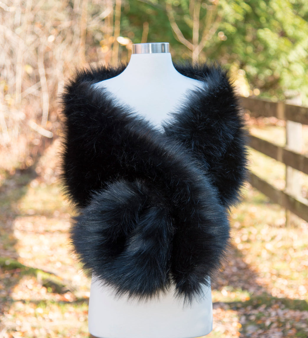Faux Fur Shrug in Black